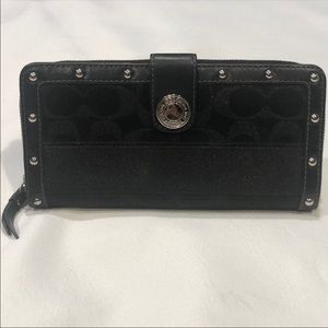 COACH Black Accordion Zip Wallet